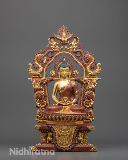 Hand-Carved Amitabha Buddha Statue | Nepalese Buddhist Decor