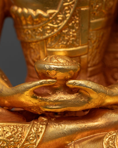 Nepalese Amitabha Buddha Statue | Machine-Made Copper Figure
