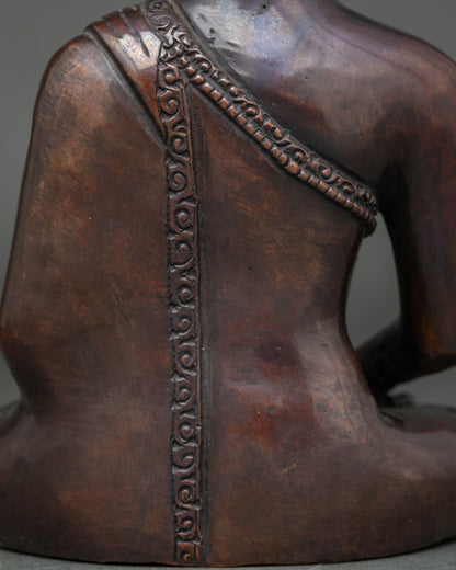 Amitabha Buddha Copper Statue – Traditional Brown Oxidized Finish