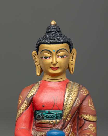 Premium Amida Buddha statue with vibrant acrylic colors and detailed monk robe carvings
