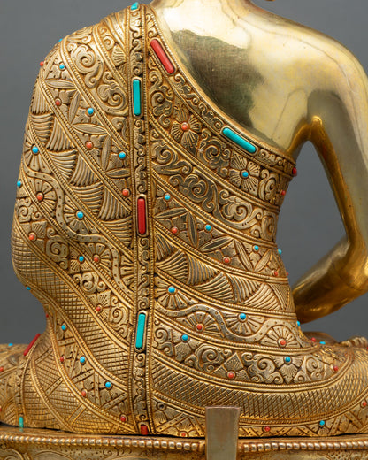Big Amitabha Buddha Statue | Gold Fire Gilded Buddhist Figurine