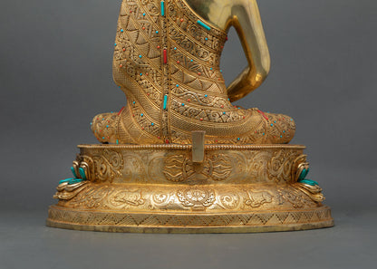 Big Amitabha Buddha Statue | Gold Fire Gilded Buddhist Figurine