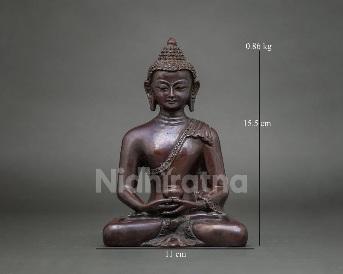 Amitabha Buddha Copper Statue – Traditional Brown Oxidized Finish