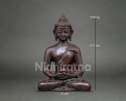 Amitabha Buddha Copper Statue – Traditional Brown Oxidized Finish