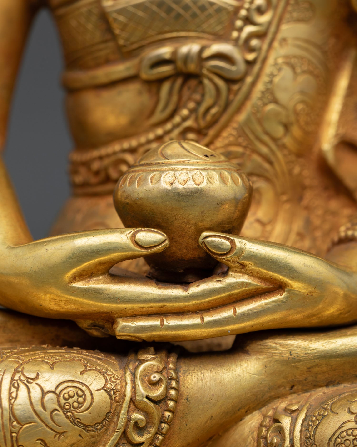 Amitabha Buddha | 24K Gold Fire-Gilded Copper Sculpture