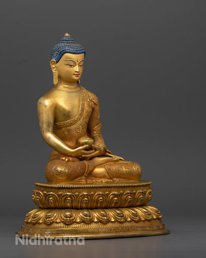 Amitabha Buddha Statue – Hand-Carved Gold-Gilded Copper with 24K Gold-Plated Face for Spiritual Enlightenment