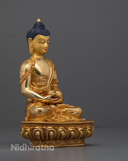 Amitabha Buddha Statue – Handcrafted Gold-Gilded Copper with 24K Gold-Plated Face for Spiritual Enlightenment