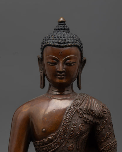 Amitabha Buddha’s Monk Robe and Bowl – Detailed Lost Wax Carving in Oxidized Copper