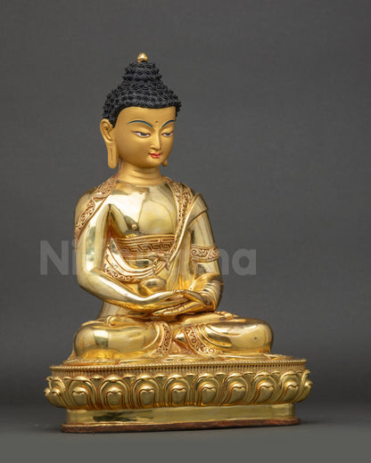 Amitabha Buddha statue right side holding monk’s bowl in dhyāna mudrā