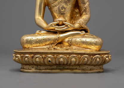 Amitabha Buddha statue seated in meditation posture with vibrant acrylic detailing