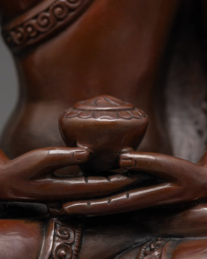 Oxidized Amitabha Buddha Statue | Traditional Hand Carved Buddhist Art