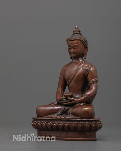 Oxidized Amitabha Buddha Statue | Traditional Hand Carved Buddhist Art