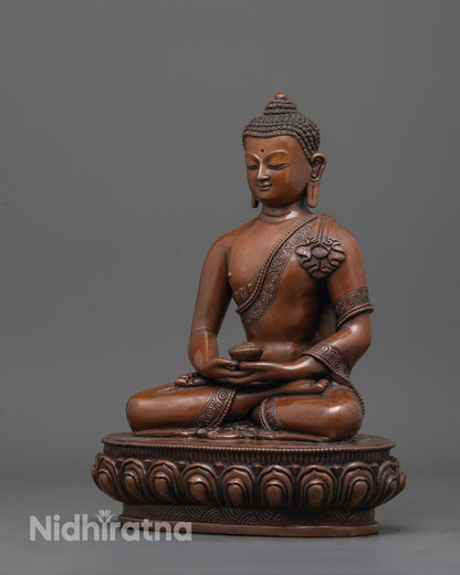 Handcrafted Amida Buddha Sculpture | Oxidized Deity of Infinite Light