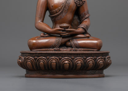 Handcrafted Amida Buddha Sculpture | Oxidized Deity of Infinite Light