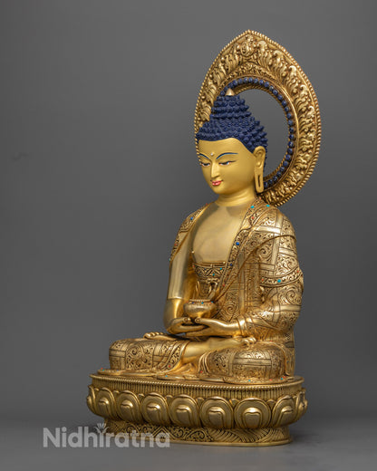 Nepalese Amitabha Buddha Statue | 24k Gold Copper