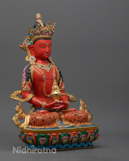 Red Amitayus Buddha Statue | Symbol of Long Life and Wisdom