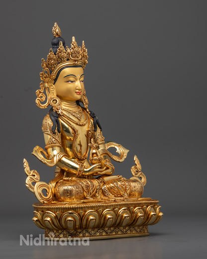 Divine Amitayus Statue | 24K Gold-Plated Copper