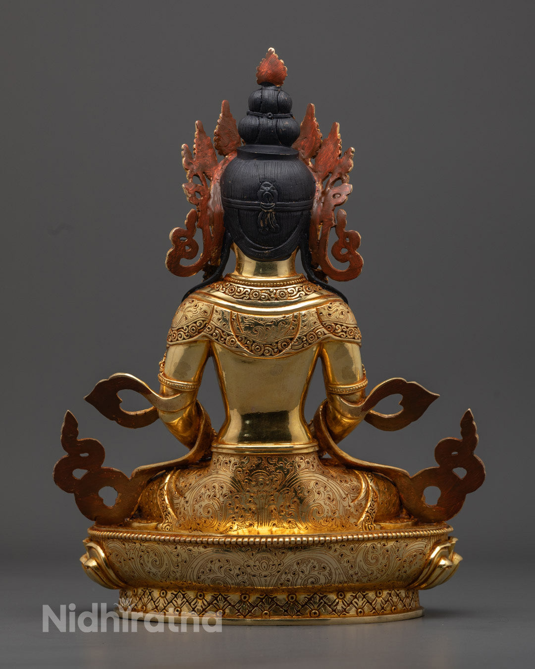 Divine Amitayus Statue | 24K Gold-Plated Copper