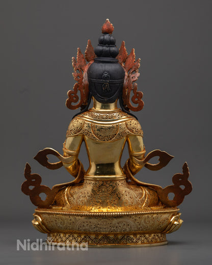 Divine Amitayus Statue | 24K Gold-Plated Copper