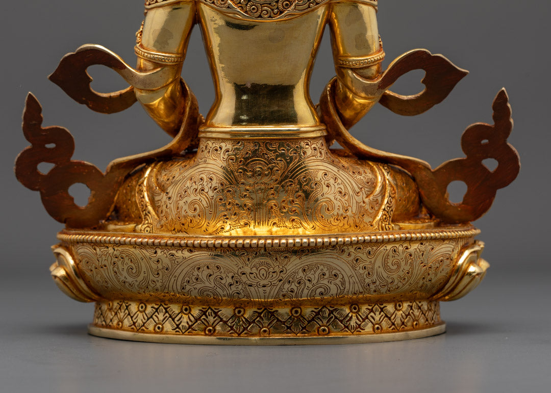 Divine Amitayus Statue | 24K Gold-Plated Copper