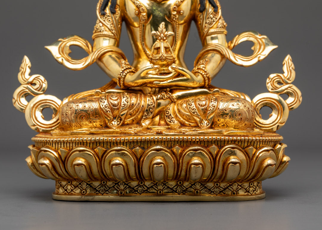 Divine Amitayus Statue | 24K Gold-Plated Copper