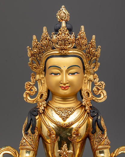 Divine Amitayus Statue | 24K Gold-Plated Copper