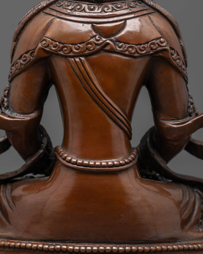 Tibetan Oxidized Amitayus Statue | Buddhist Deity of Long Life