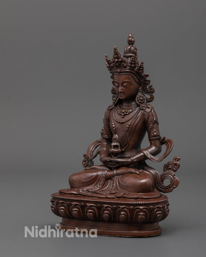 Oxidized Amitayus Statue | Machine-Made Eternal Life Deity Sculpture