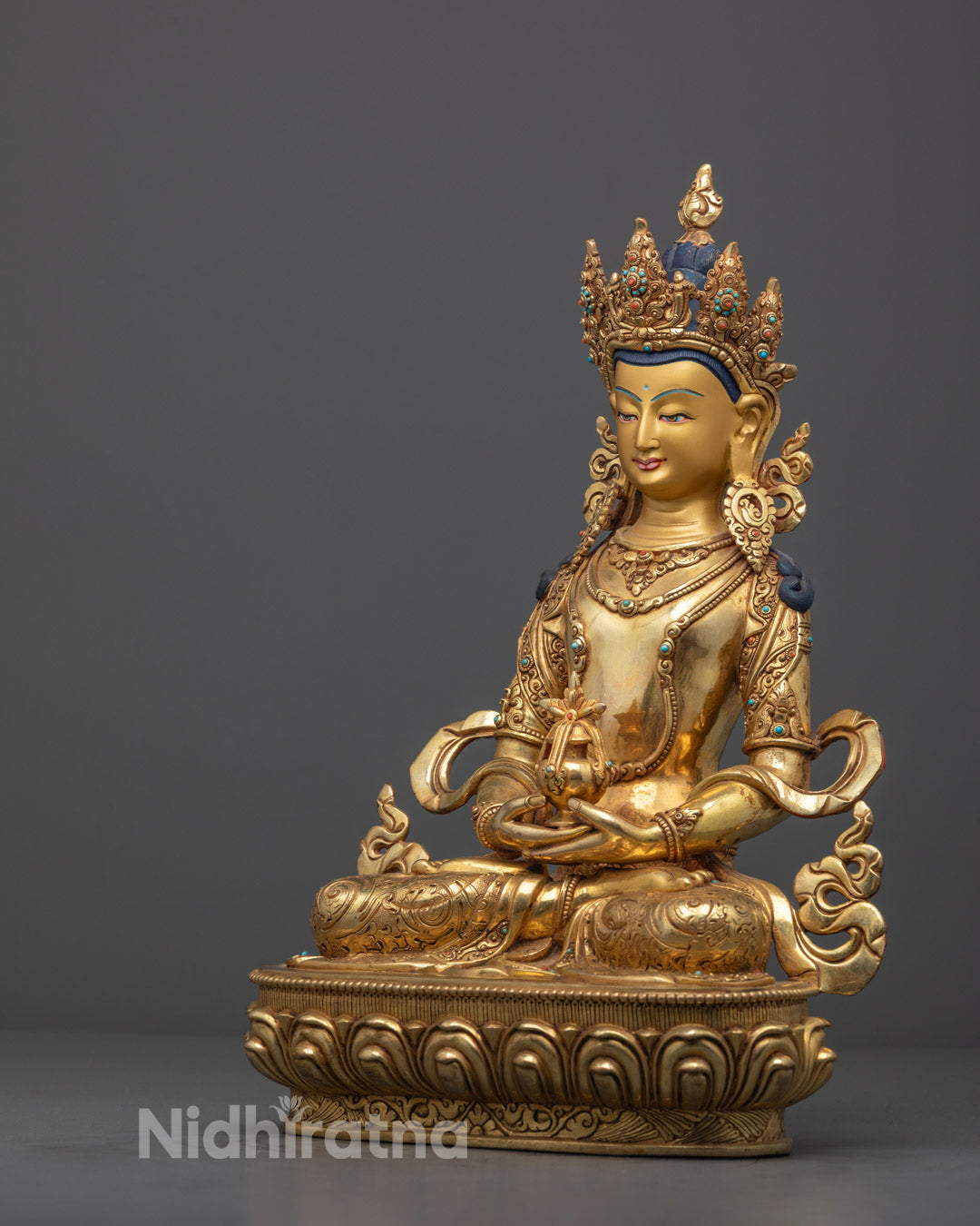 Elegant Amitayus Statue | Fire-Gilded Buddhist Art