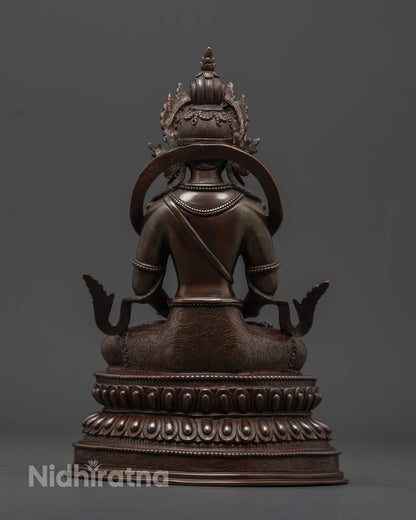 Fine Amitayus Buddha Statue | Oxidized Copper