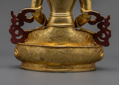 Tibetan Amitayus Statue | Hand-Carved Buddha of Eternal Life