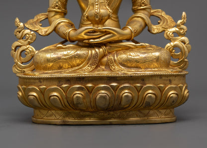 Tibetan Amitayus Statue | Hand-Carved Buddha of Eternal Life