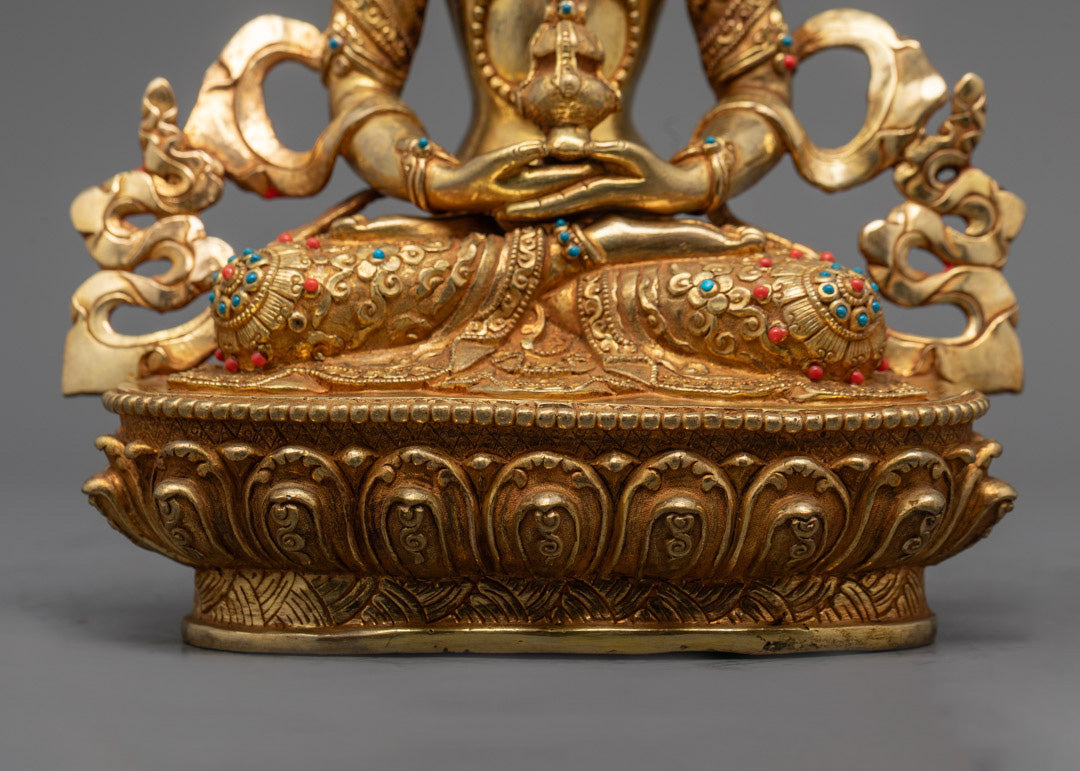 Detailed Hand-carved Buddhist Amitayus Statue