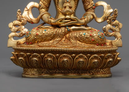 Detailed Hand-carved Buddhist Amitayus Statue