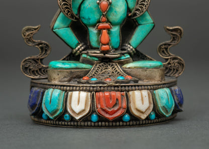 Amitayus Turquoise Statue – Tibetan Long Life Buddha for Meditation