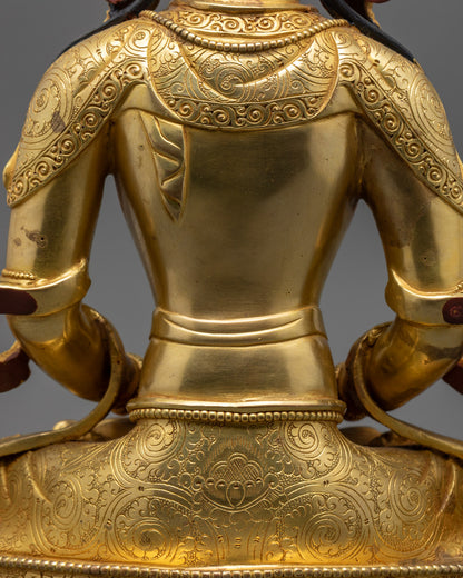 Tibetan Amitayus Statue | Hand-Carved Buddha of Eternal Life