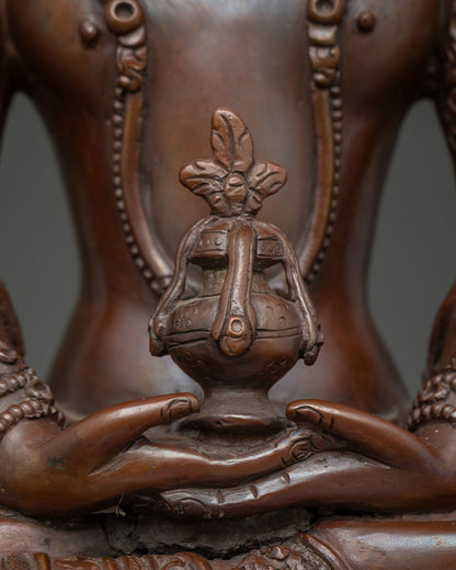 Oxidized Copper Amitayus Statue – Buddha of Longevity & Vitality