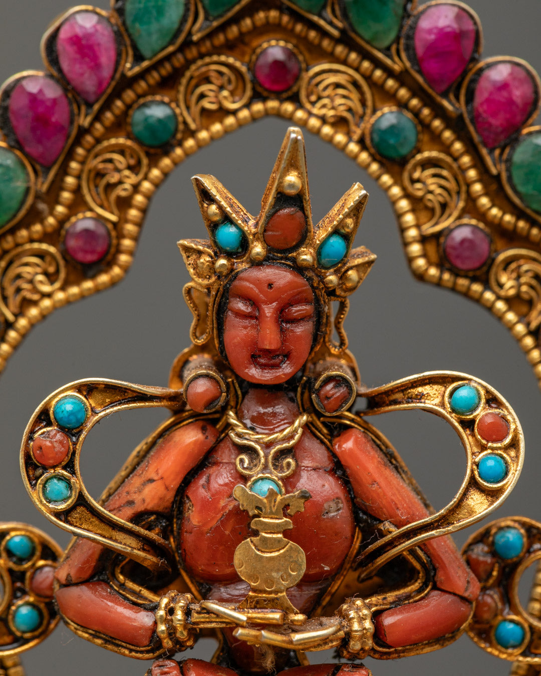 Exquisite Amitayus Statue | Semi-Precious Stones