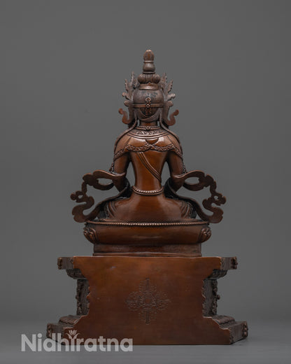 Tibetan Oxidized Amitayus Statue | Buddhist Deity of Long Life