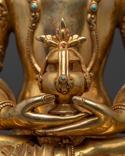 Elegant Amitayus Statue | Fire-Gilded Buddhist Art