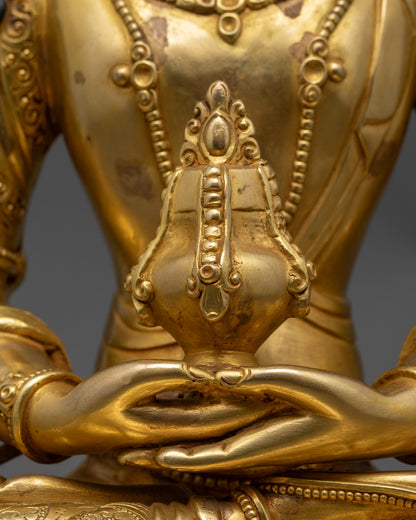 Tibetan Amitayus Statue | Hand-Carved Buddha of Eternal Life