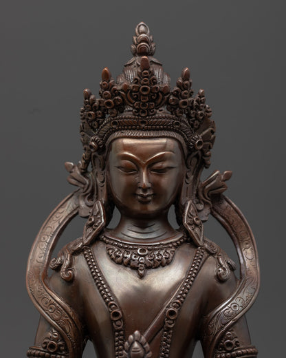 Fine Amitayus Buddha Statue | Oxidized Copper