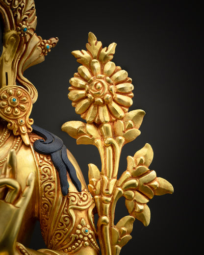 Handcrafted Green Tara Statue | Spiritual Buddhist Decor