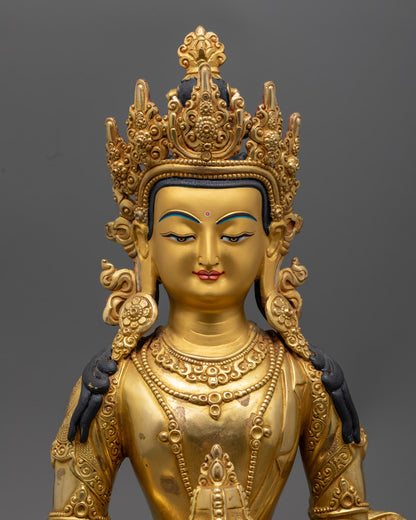 Tibetan Amitayus Statue | Hand-Carved Buddha of Eternal Life