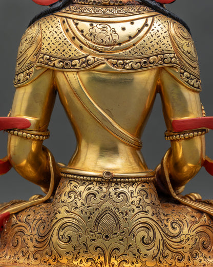 Handcrafted Amitayus Buddha Statue – 24K Gold Fire-Gilded Finish