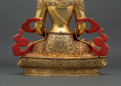 Handcrafted Amitayus Buddha Statue – 24K Gold Fire-Gilded Finish