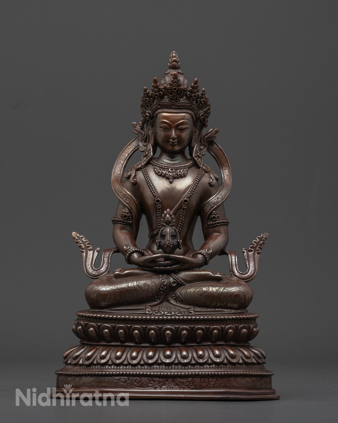 Fine Amitayus Buddha Statue | Oxidized Copper