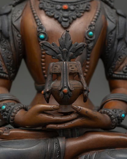 Oxidized Amitayus Statue | Sacred Buddhist Statue for Long Life & Wellness