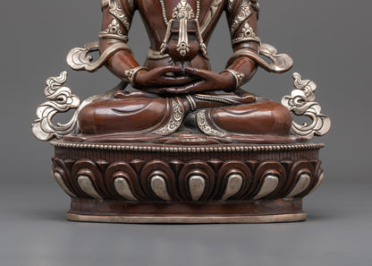 Oxidized Amitayus Statue | Handcrafted Long Life Deity Sculpture
