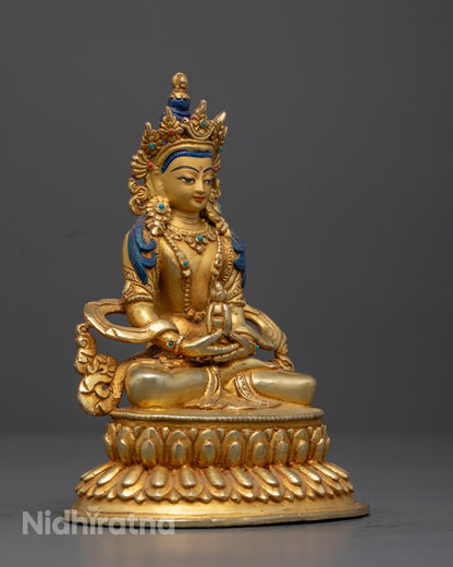 Amitayus Statue | Hand-Carved 24K Gold Gilded Copper | Sacred Buddhist Art for Longevity &amp; Blessings